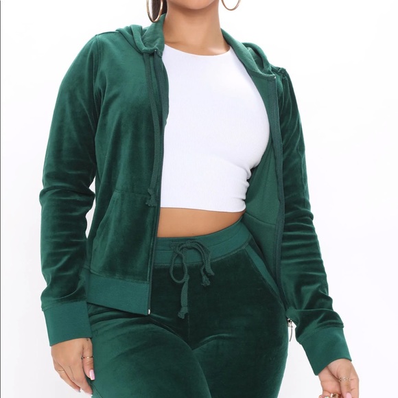 Fashion Nova Sweaters - The Original Trendsetter Velour Set - Hunter